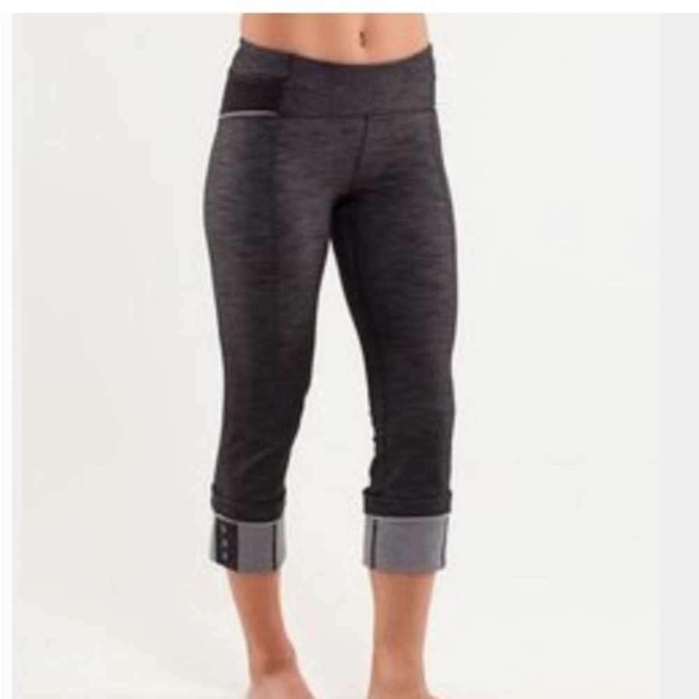 lululemon athletica Ride On Crop Charcoal Leggings. Can be worn two ways.